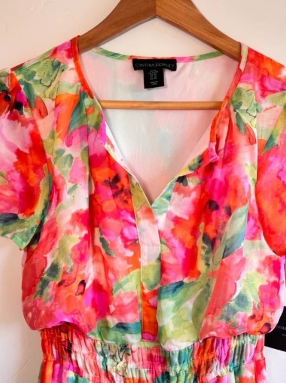 Cynthia Rowley Floral Maxi Dress in Pink, Green, Orange - Picture 7 of 9